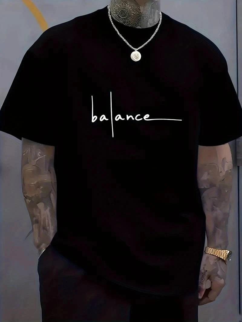 

Men s 100% Cotton Balance Graphic T-Shirt - Breathable Crew Neck Short Sleeve US S
