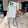 Braid Lanyard Case For iPhone 16 Pro 14 12 11 13 15 Pro Max Camera Protect Candy Shockproof Crossbody Neck Cord Strap Soft Cover
