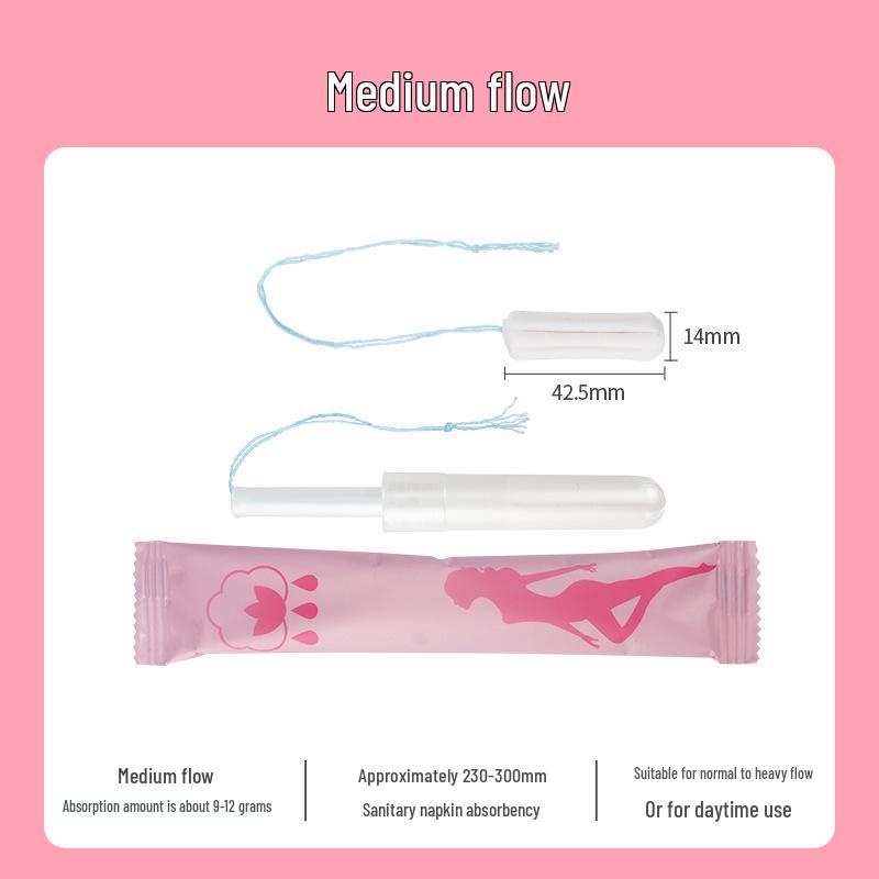 Pure Cotton Tampons with Long Applicator for Women - Heavy, Medium, Light Flow - Swimming Safe