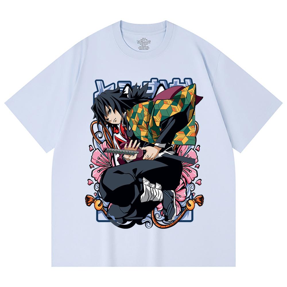 230 Gsm 100% Cotton Demon Slayer V74 Tomioka Print Unisex Heavy Cotton T Shirt