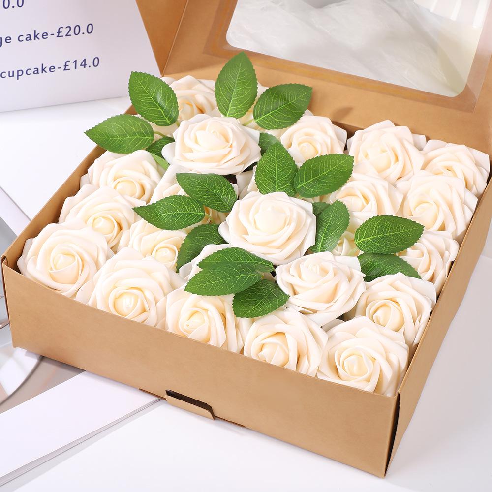8cm Foam Rose Artificial Flower with Stem for Weddings and Valentine's Day