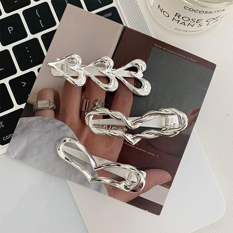 Exquisite Gold Silber Metall Hohl Haarspangen Süß Cool Pony Clip Stirn Gebrochenes Haar Entenschnabelspange Haarnadel Stil Kopfschmuck