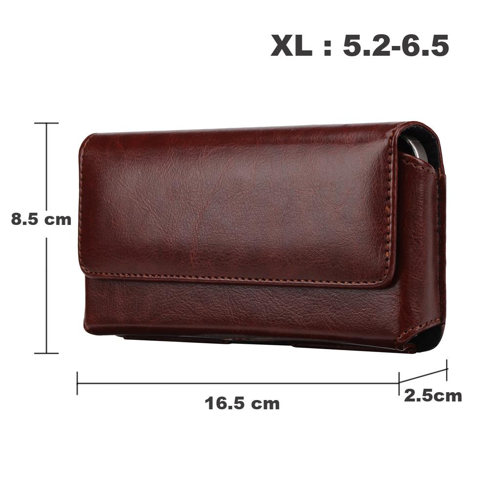 Universal Leather Mobile Phone Holster Belt Clip Case For iPhone 17 16 15 14 Pro Max Samsung Huawei Xiaomi Men Waist Bag Cover