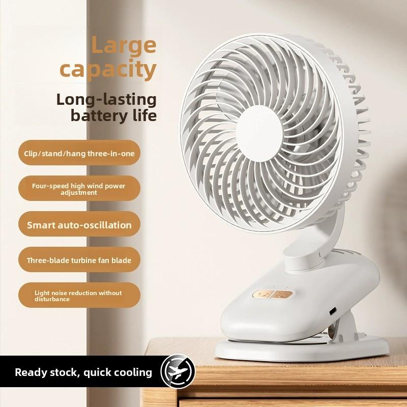 Ventilador de mesa portátil recargable USB silencioso para oficina y dormitorio
