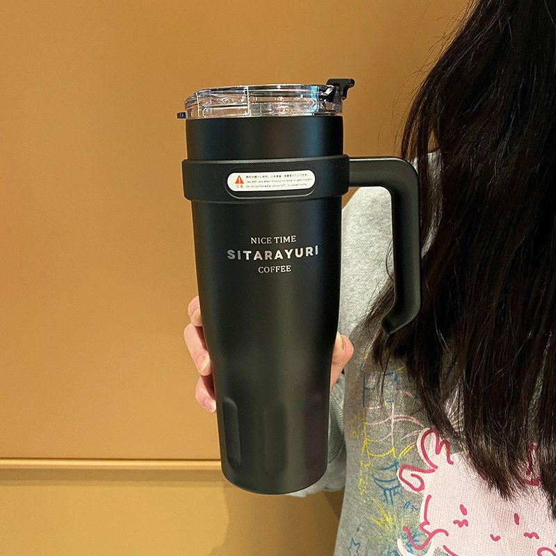 2025 New Model 304 Stainless Steel Ice Cup, High-Looking, Large-Capacity Thermos Cup, Home Office Straw Cup