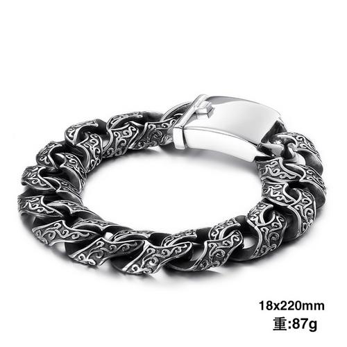 Kalen Vintage Black Men Stainless Steel Bracelet Cuban Link Chain Punk Wristband Bracelets Fashion Jewelry