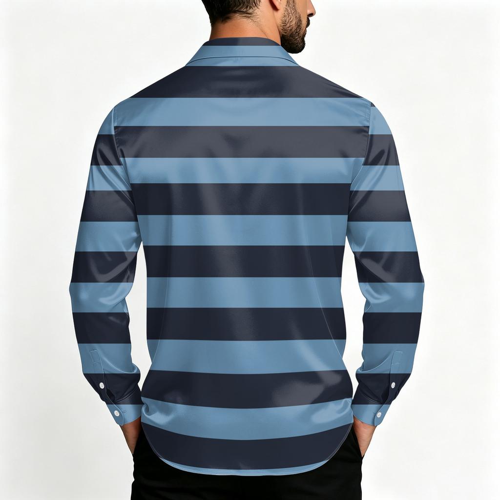 Veste chemise rayée décontractée pour homme Coupe ample Respirante Col rabattu pour le printemps et l'automne