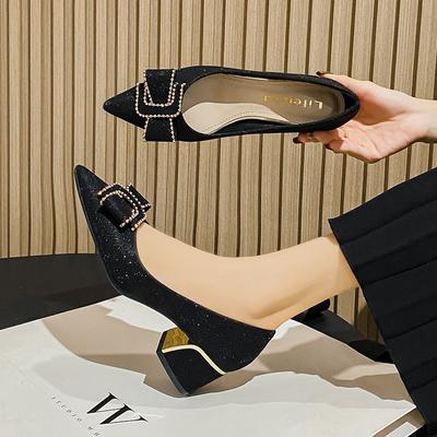 Plus Size Shoes for Women Fashion Sexy Pumps New Ladies Pointed Toe High Heels Shoes Rhinestone Bowknot Wedding Shoes