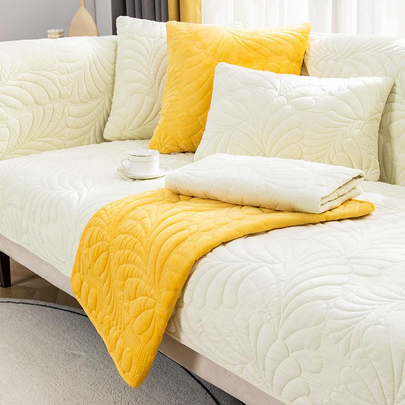 Crystal Plush Sofa Cushion, Simple and Modern Solid Color Thickened Seat Cushion, Warm and Non-slip Winter Sofa Cover