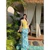 Seaside Spicy Girl Floral Jacquard Bandeau Vest & Bodycon Skirt Set - Summer 2026 Collection