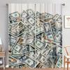 Realistic Style Theme of US Dollar Bills Print Drapes Room Darkening Window Curtains for Home Decor,Rod Pocket Blackout Curtains