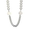 Stylish Titanium Steel Pearl Necklace With Double Smiley Face Design For Men And Women