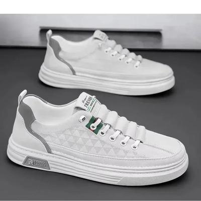 Werten Sie Ihren Stil mit Herren-Vulkanizschuhen auf // Weiße Leder-Freizeitschuhe Herrenschuhe Schuhe Sneaker