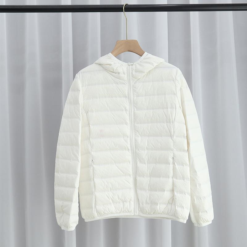Winter New Light Down Jacket Women's Short Plastic Stand-Up Collar Hooded Lightweight Thin White Duck Down Jacket