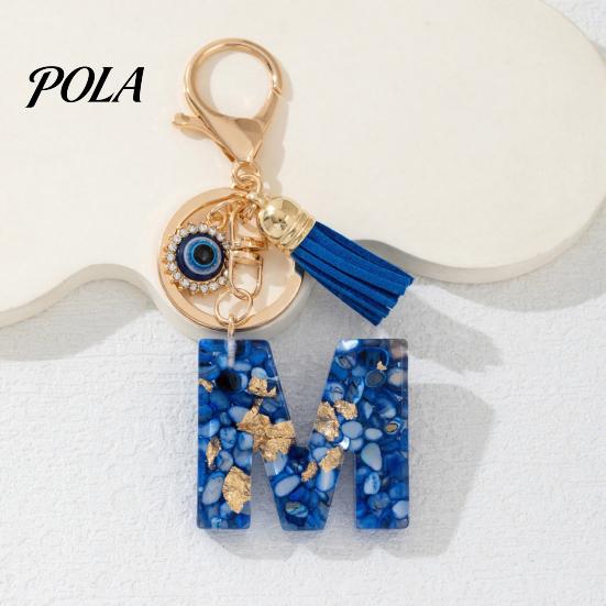 Blue Series Keychain Pendant, Initial Letter Charm Key Chain with Eyes Tassel Design, A-Z Holder for Bags Backpacks Cars Accessories Sale Goods