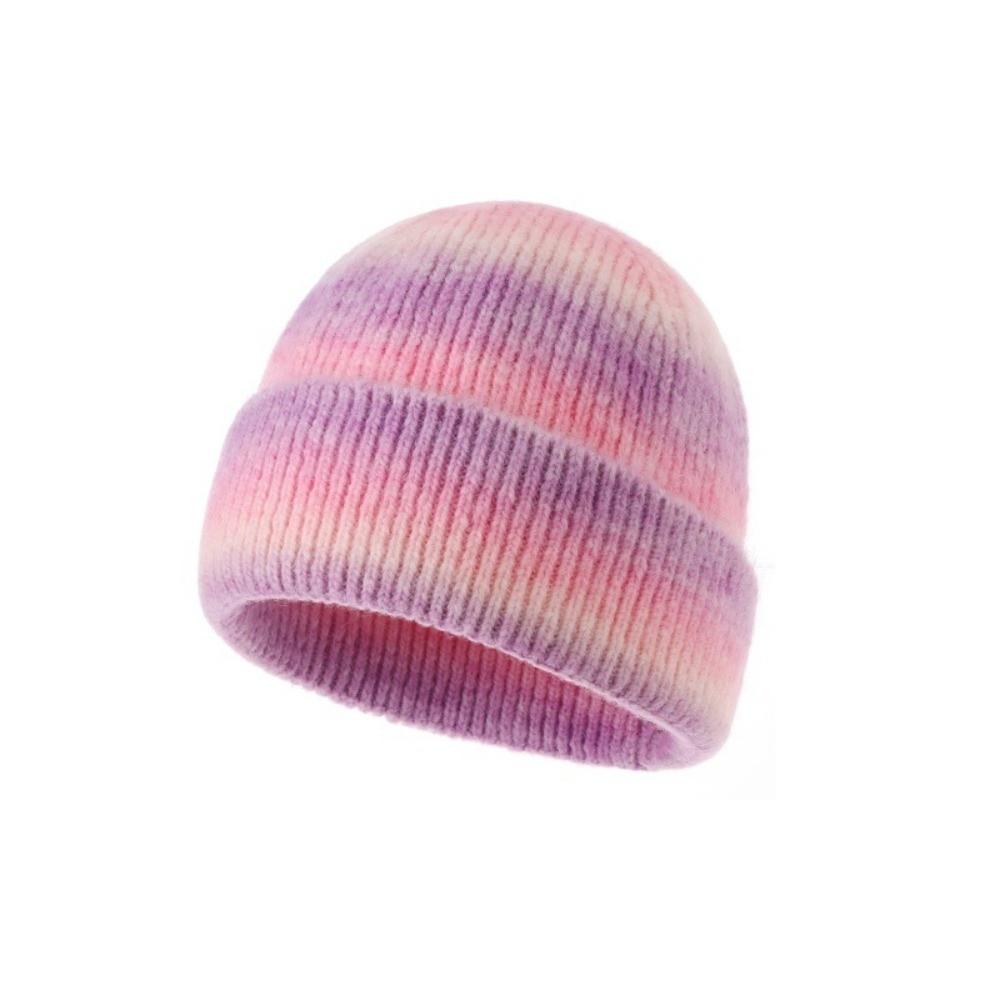 Gradient Color Knitted Beanie Hat Windproof Pullover Hat Trendy Warm Winter Cap Autumn Winter
