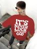 Luck God Men Cotton T-shirt Luxury Brand Fashion Big Size Rap Hip Hop Top Casual Short Sleeve Streetwear Classic New Arrival Tee