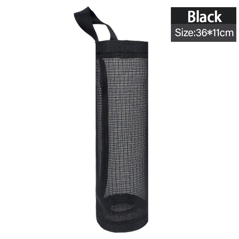 

1pcs Sundries Bag Storage Wall Mount Mesh Plastic Bags Dispenser Hanging Reused Storage Pouch Trash Bags Kitchen SNBD023 чёрный