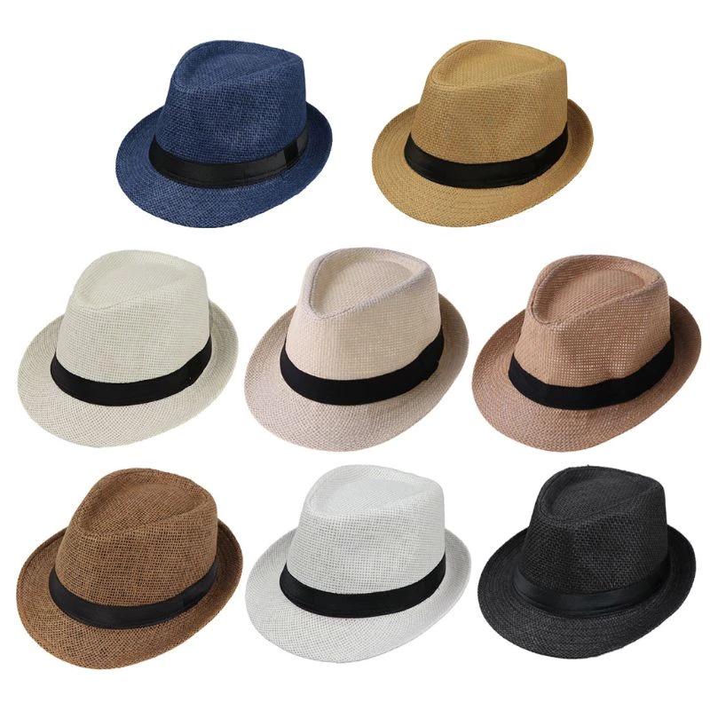 Unisex British Style Straw Jazz Fedora - Ideal Spring/Summer Sun Hat for Outdoor, Parent-Child Matching