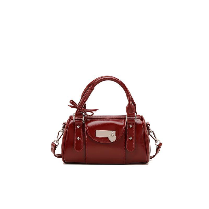 

Wedding Bag Women Niche Red Retro Boston Bowling Bag Light Luxury Elegant Handbag Daily Available Messenger Bag