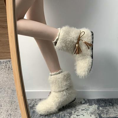 Fashion Winter White Warm Plush Women Snow Boots Fashion Slip On Short Botas Casual Outdoor Flats Cotton Shoes