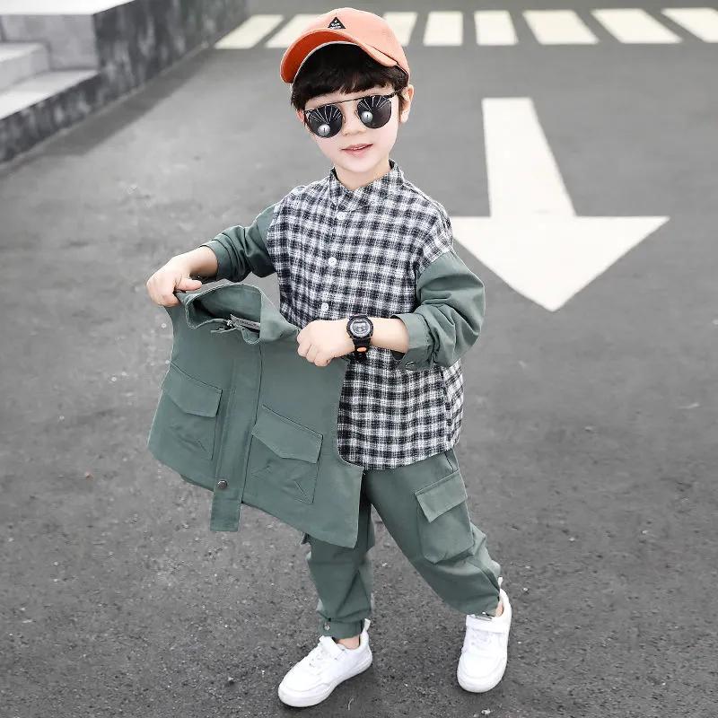 Jungen Frühling/Herbst Outfit Set Koreanischer Stil Arbeitsjacke + Hose Hübsches Set