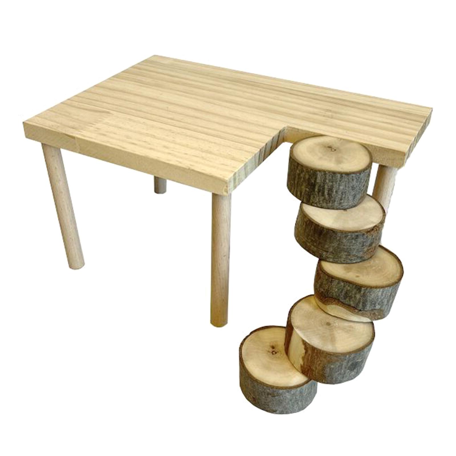 

Деревянная платформа для лазания для хомяков с лестницей для маленьких питомцев, игрушка для стачивания зубов и прыжков для белок, песчанок, шиншилл 1