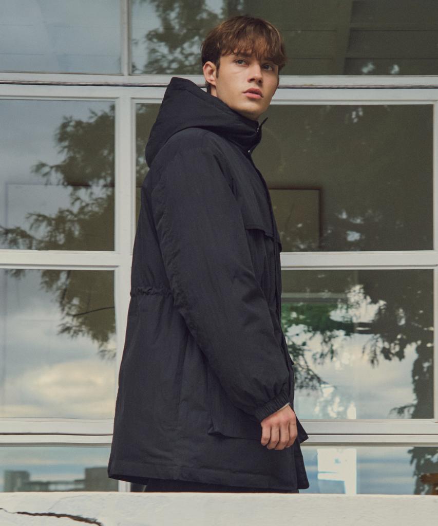 Wednesday Oasis Aerie Comfort Hooded Padded Jacket_Black