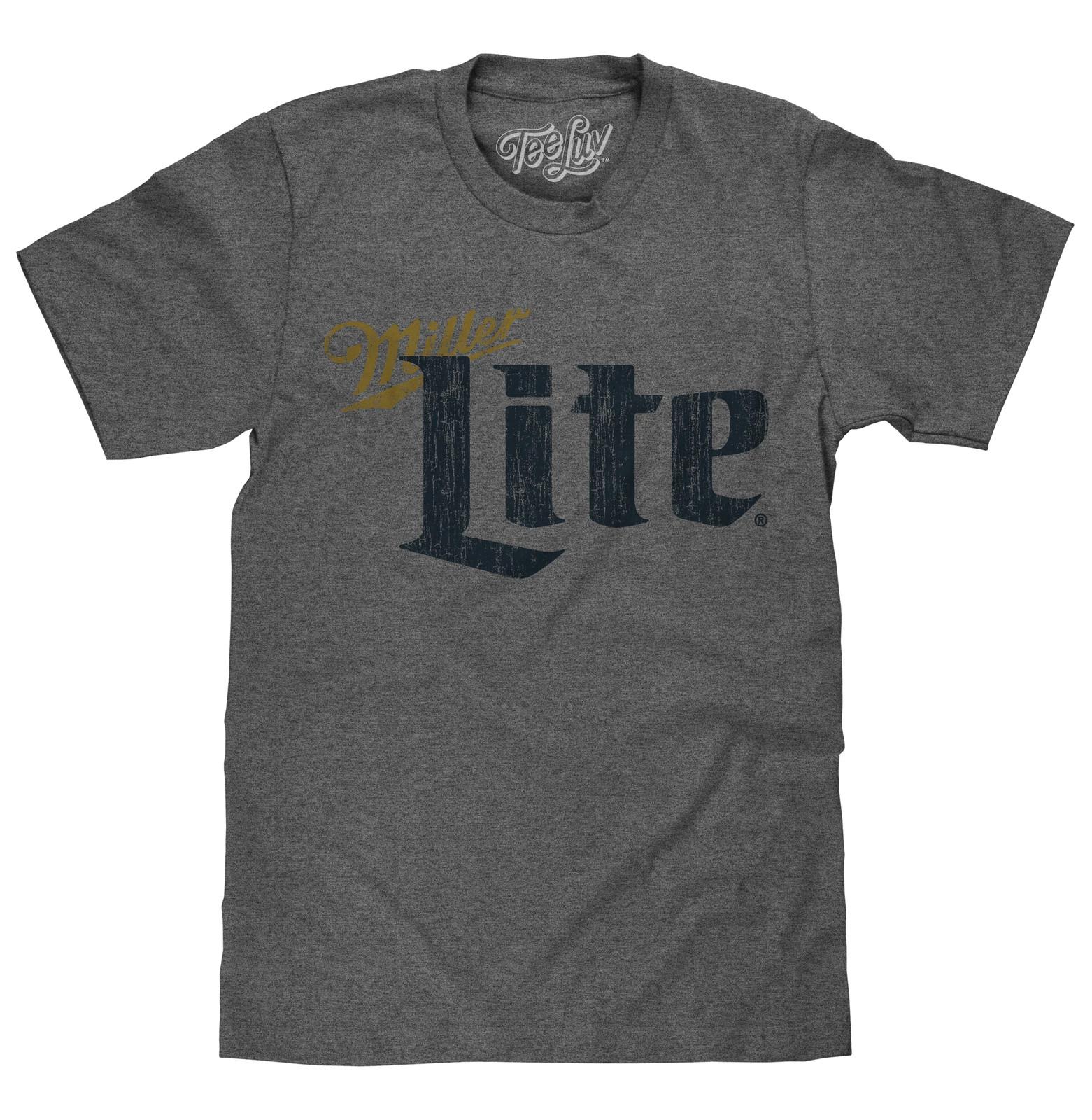 Miller Lite Distressed LogoMens T Shirt Gray M