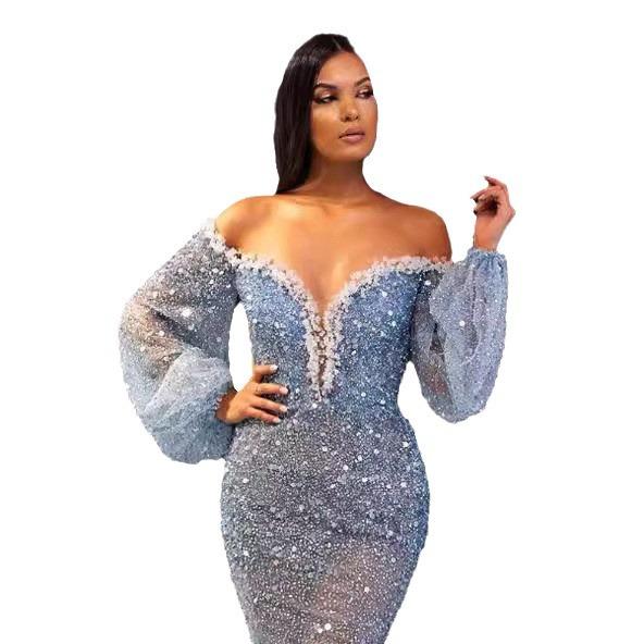 Spring and Autumn New European and American Temperament Long-sleeved Medium and Long Knee A-shaped Dress Dress, Casual Skirt