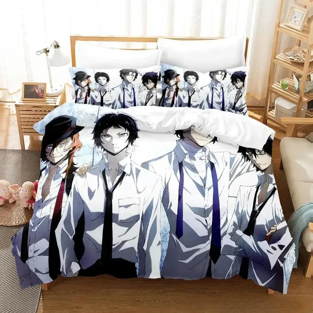 Bungou Stray Dogs S4 Beding Set Single Twin Ful Quen King-Sized Dimensionsd Dimensions Bed Linen Set Adult People Kid Bedrom Duvetcover Sets Anime Bed