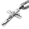 Religious Jesus Cross Necklace For Men Stainless Steel Crucifix Pendant with Byzantine Chain Necklaces Male Jewelry Gift