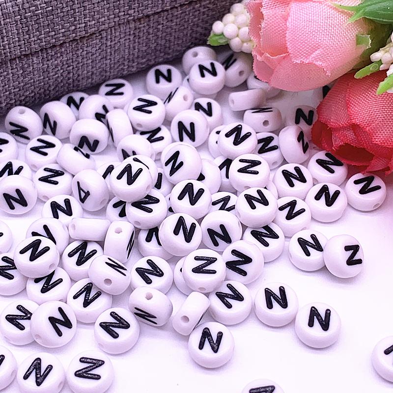 100pcs/lot 7x4mm 26 Letter Beads Round Shape Beads Alphabet Letter Charms for Make Jewelry Accessories