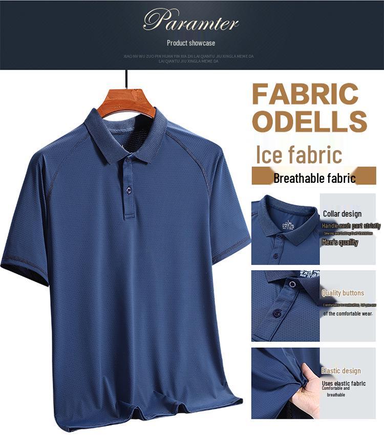 Men's Ice Silk Sports Suit - Comfortable Summer Casual Short Sleeve for Dad, Middle-aged, and Elderly.