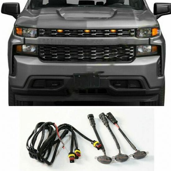 3x Grille LED Light Raptor Style Trim For Chevrolet Silverado 1500 2016-