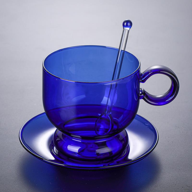 High borosilicate colored glass coffee cup, amber cup, can be heated with open flame, microwave oven disinfection