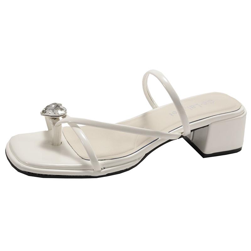 Fashion Temperament Silver High-end Thick High-heeled Flip-flops for Women's Summer Wear 2025 New Height-increasing Square Head Cool Slippers