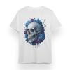 Men's Plus Size T-shirt With Dark Skull Floral Unisex White 100% Cotton Tee USA