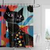 Pink Cat Shower Curtain, Black Spots & Multicolor Dots Design, Waterproof Bathroom Decor For Modern & Playful Homes