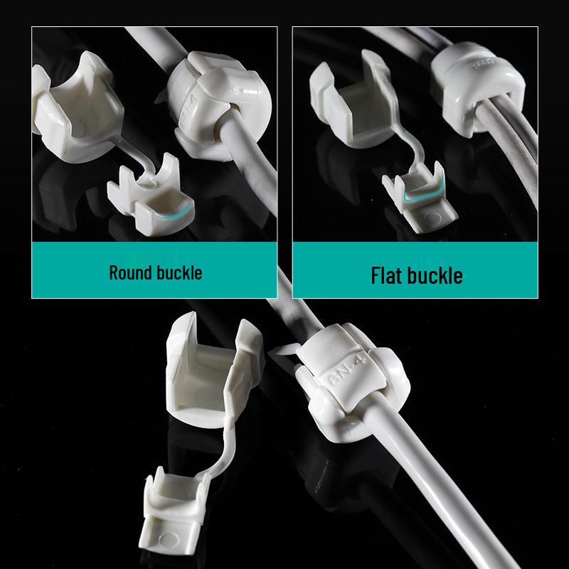 Nylon Cable Clip Set: Power Cord Buckle, Flat Cable Holder, Wire Protector, Cable Tie Tube for Electric Wires