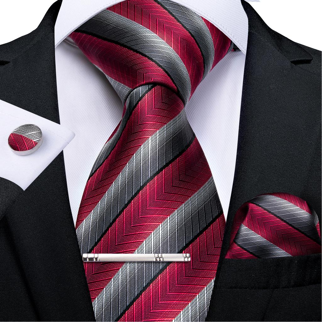 Slik Mens Tie Clip Set Blue Floral Necktie Pocket Square Cufflinks Wedding 4pcs