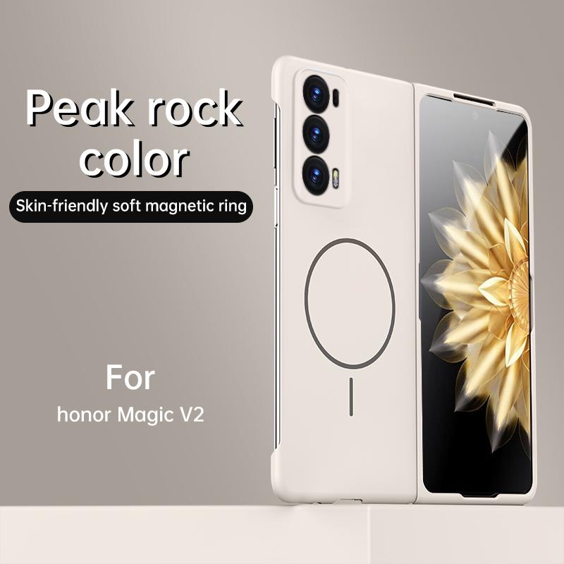 Cienka Matowa Skóra Do Magnetycznego Etui Dla Honor Magic V2 MagicV2 5G Bezprzewodowe Ładowanie Twardy Tylny Pokrowiec Capa