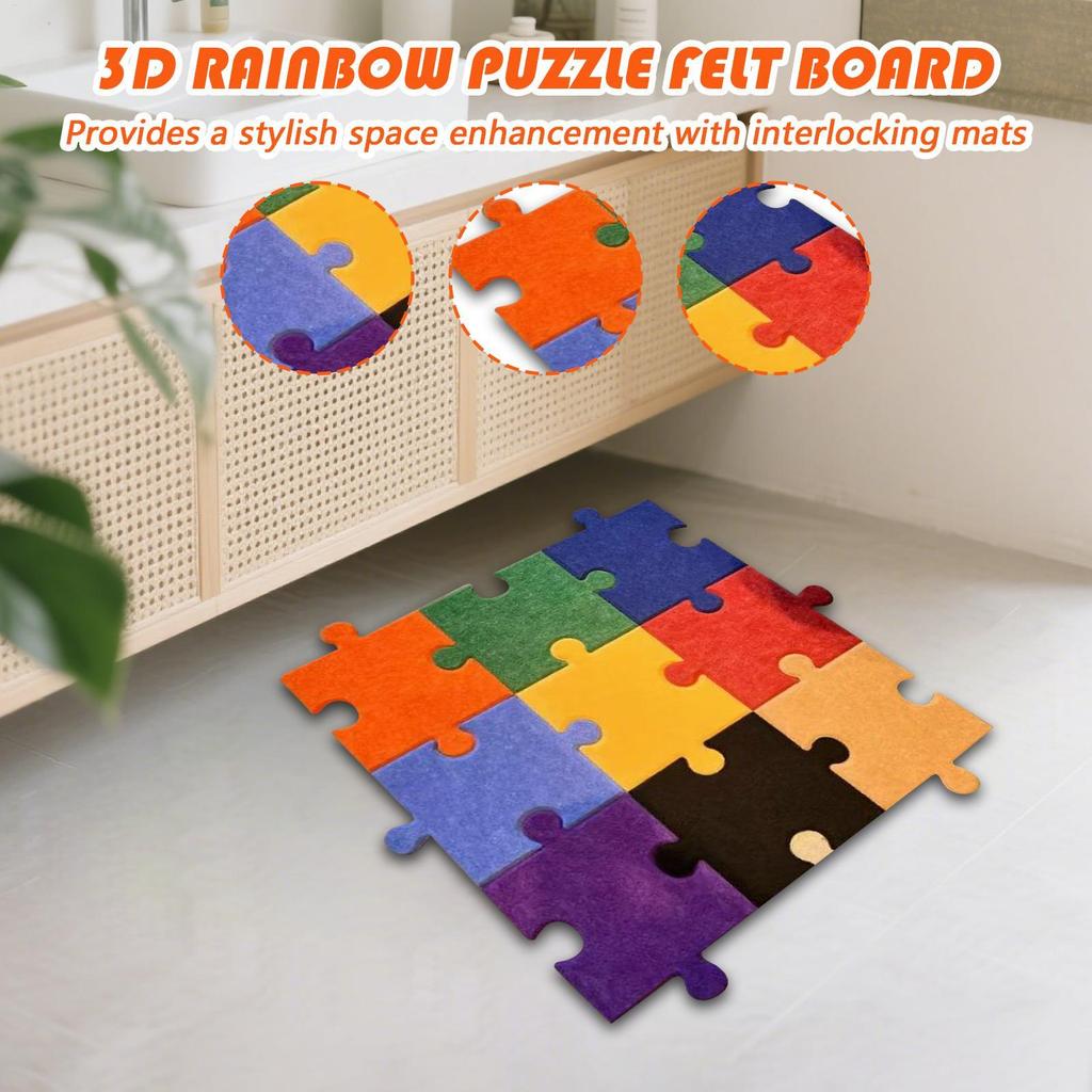 Interlocking Floor Mats Baby Play Mat Squares Felt Floor Tiles 12-Piece Non-slip Board Home Decorations For Living Room Bedroom