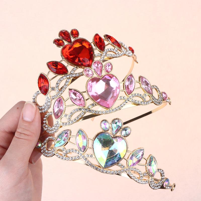 Colorful Elegant Heart Crown For Women Perfect Birthday Gift Party Accessory C-Position Essential Role Play Costome
