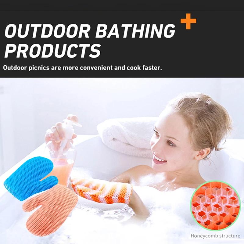 Exfoliating Shower Glove With Colorful Honeycomb Weave And TPU High Elasticity Antibacterial Material Gentle Safe And Durable
