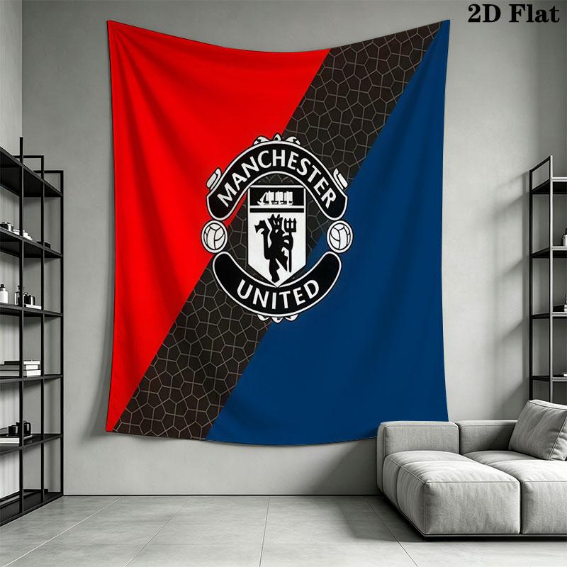 Man Utd M Wall Hanging Printed Fabric Blanket Decorative Tapestries for Bedroom Living Room Home Decor