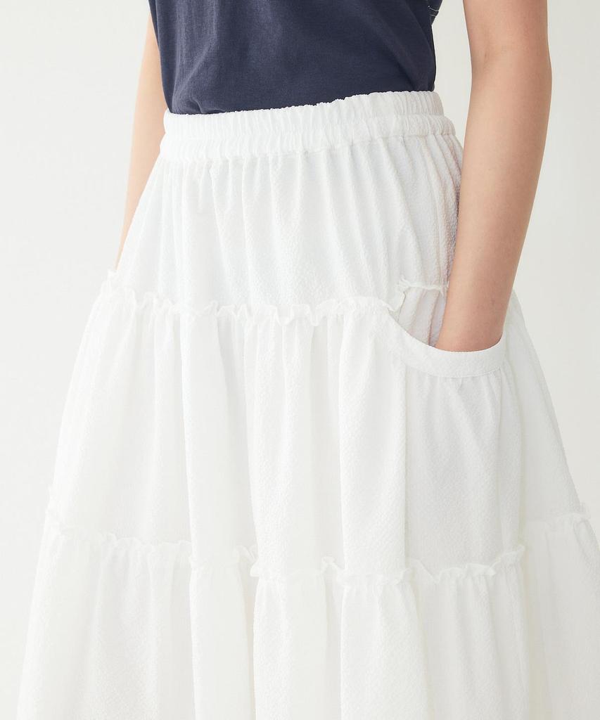 STUDIO TOMBOY Side Pocket Tiered Elastic Skirt_White 9106232210