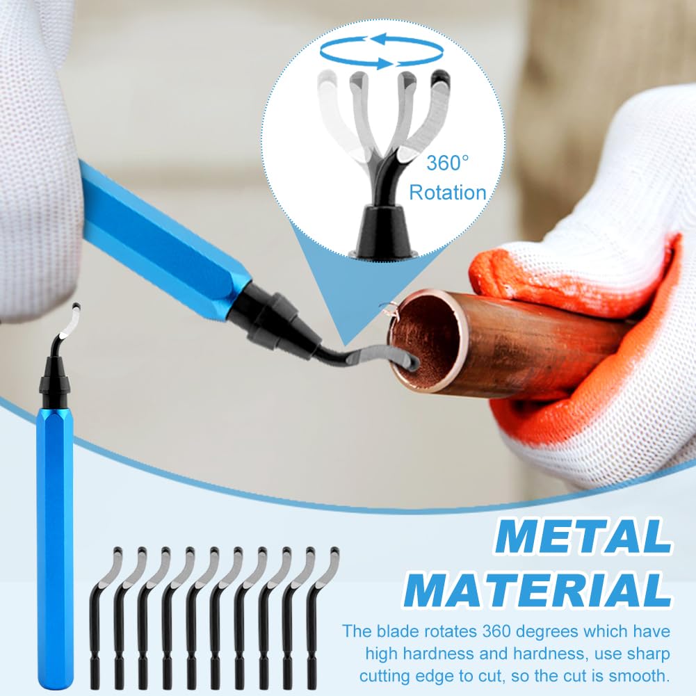 Deburr Blade Deburring Tools Tools Flexible Deburring Remover Hand Tools Handle High Speed Steel With 10pcs Rotary Deburr Blades