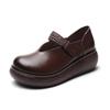 Fashion GKTINOO Genuine Leather Flat Platform Shoes For Women Retro Thick Heel Wedges Handmade Casual Shoes Leisure Ladies Platform Shoe