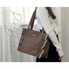 Tote Large Canvas Shoulder [Giselle] Bag, Capacity, Bag, Mother's Bag, Bag, Ruffles, Women's (Pink Brown)